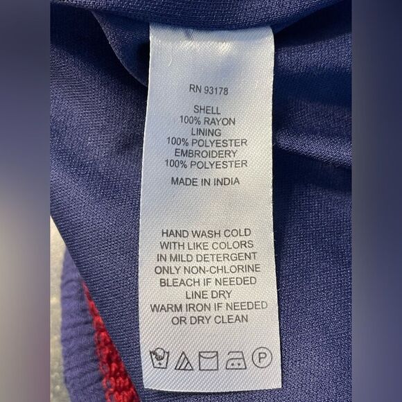 Laurie Felt Embroidered Boho Top Navy Women L - Picture 11 of 11